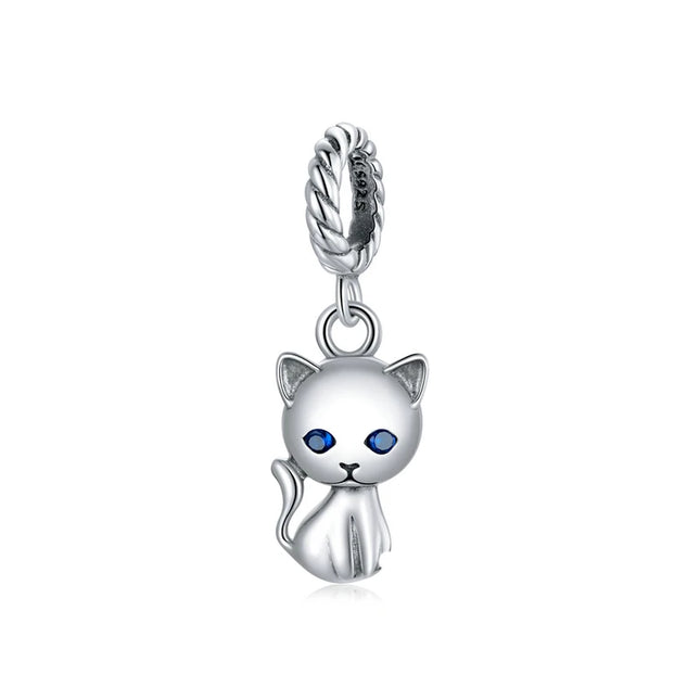 Genuine 925 Sterling Silver Cat Animal Charm Pendant