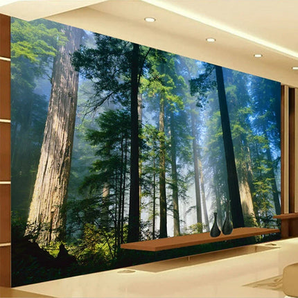 Custom 3D Nature Forest Sunshine Mural Wallpaper