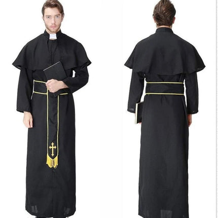 Women Priest Halloween Nun Black Robes Cosplay Costumes