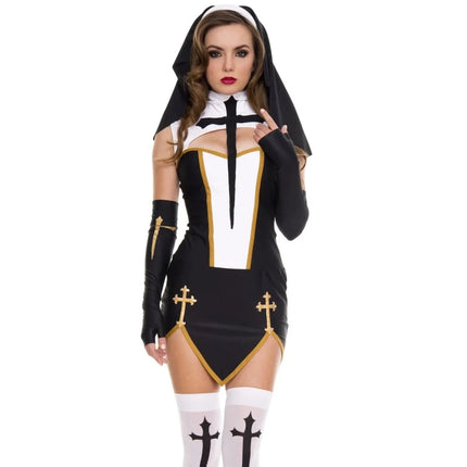 Women Sexy Nun Cosplay Carnival Costume