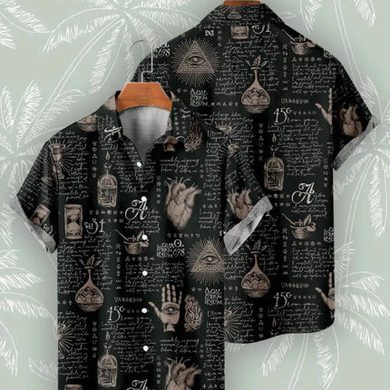 Men Vintage Short Astrology Hawaiian Shirts