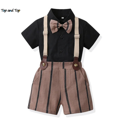 Baby Boys Blue Brown Gentleman Clothing Sets