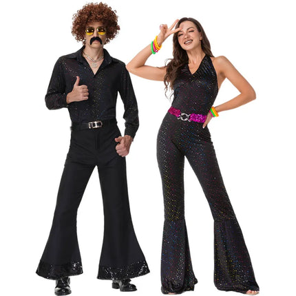 Men 70s Retro Couple Cosplay Costume Outfits