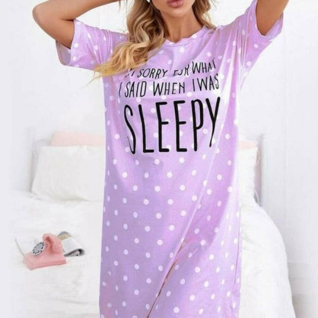 Women Sorry-Sleepy Plus Size Polka Dot Nightgown