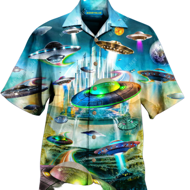 Men UFO Alien Civilization Summer Hawaiian Shirt