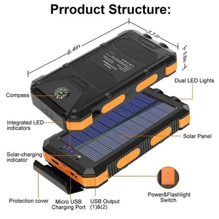 100000mAh 2 way charging Solar Powerbank Home Essentials - Home Essentials - Foxsur - Mad Fly Essentials