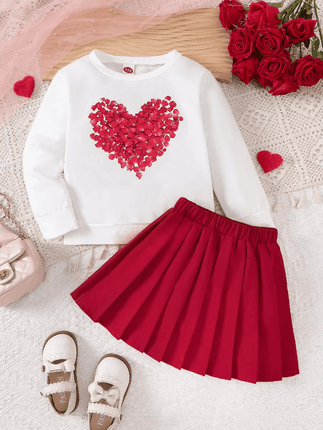 Girl Heart Valentine Skirt Outfit Set - Mad Fly Essentials