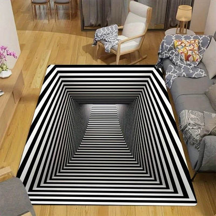 3D Black White Optical Illusion Indoor Area Rug - Area Rug - Animalie - Mad Fly Essentials