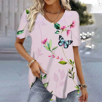 3D Butterfly Printed Short Sleeve Women Blouse - Women Blouse - Soniaox - Mad Fly Essentials