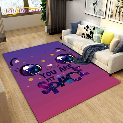 3D Cartoon Cat Moon Living Room Area Rug - Area Rug - LOUSIDREAM - Mad Fly Essentials