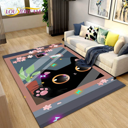 3D Cartoon Cat Moon Living Room Area Rug - Area Rug - LOUSIDREAM - Mad Fly Essentials