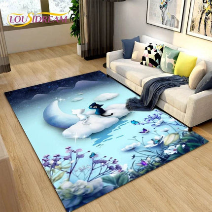 3D Cartoon Cat Moon Living Room Area Rug - Area Rug - LOUSIDREAM - Mad Fly Essentials
