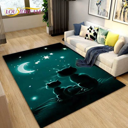 3D Cartoon Cat Moon Living Room Area Rug - Area Rug - LOUSIDREAM - Mad Fly Essentials