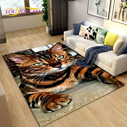 3D Cartoon Cat Moon Living Room Area Rug - Area Rug - LOUSIDREAM - Mad Fly Essentials