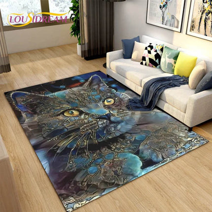 3D Cartoon Cat Moon Living Room Area Rug - Area Rug - LOUSIDREAM - Mad Fly Essentials