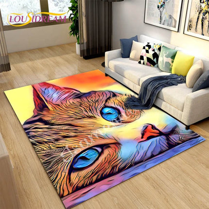 3D Cartoon Cat Moon Living Room Area Rug - Area Rug - LOUSIDREAM - Mad Fly Essentials