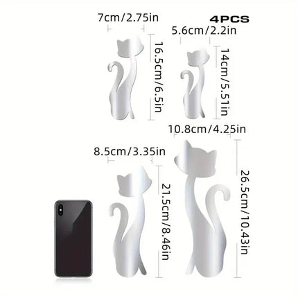 3D Cat Mirror Sticker Set Wall Decor - Wall Decor - WALLMG - Mad Fly Essentials