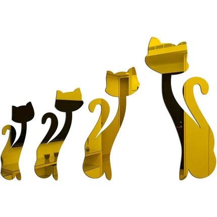 3D Cat Mirror Sticker Set Wall Decor - Wall Decor - WALLMG - Mad Fly Essentials