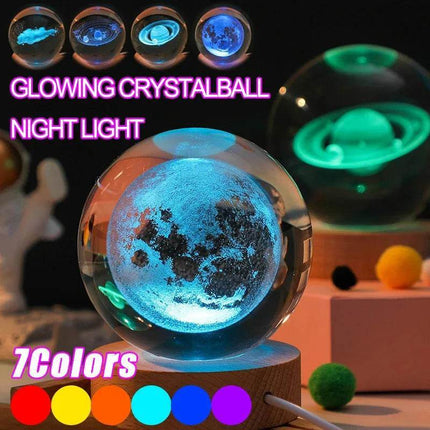 3D Crystal RGB Planetary Galaxy LED Night Light - LED Night Light - trecaan - Mad Fly Essentials