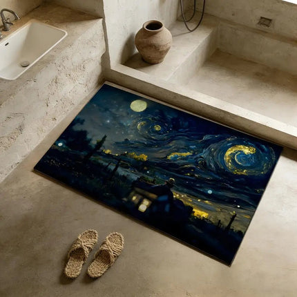 3D Doormat Black Cat Starry Night Art Entrance Doormat - 3D Doormat - Retro Rugs - Mad Fly Essentials
