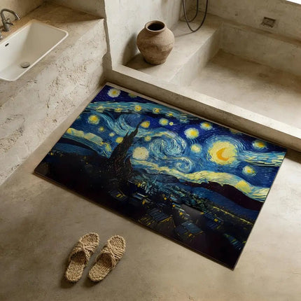3D Doormat Black Cat Starry Night Art Entrance Doormat - 3D Doormat - Retro Rugs - Mad Fly Essentials
