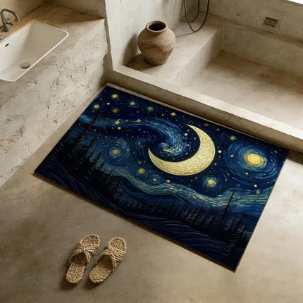 3D Doormat Black Cat Starry Night Art Entrance Doormat - 3D Doormat - Retro Rugs - Mad Fly Essentials