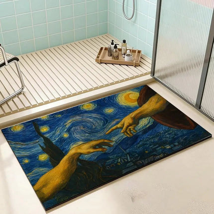 3D Doormat Black Cat Starry Night Art Entrance Doormat - 3D Doormat - Retro Rugs - Mad Fly Essentials