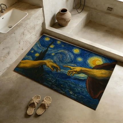 3D Doormat Black Cat Starry Night Art Entrance Doormat - 3D Doormat - Retro Rugs - Mad Fly Essentials