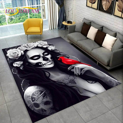 3D Gothic Horror Skull Dead Girl Area Rug - Area Rug - LOUSIDREAM - Mad Fly Essentials