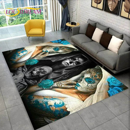 3D Gothic Horror Skull Dead Girl Area Rug - Area Rug - LOUSIDREAM - Mad Fly Essentials