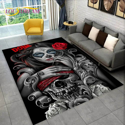 3D Gothic Horror Skull Dead Girl Area Rug - Area Rug - LOUSIDREAM - Mad Fly Essentials
