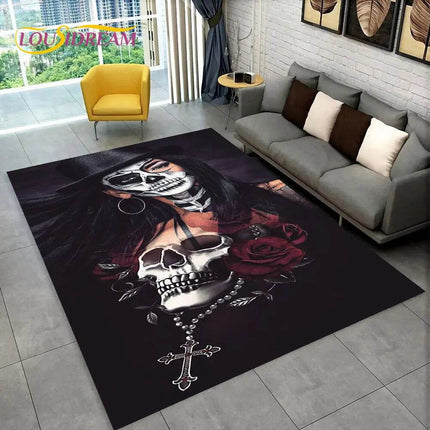 3D Gothic Horror Skull Dead Girl Area Rug - Area Rug - LOUSIDREAM - Mad Fly Essentials