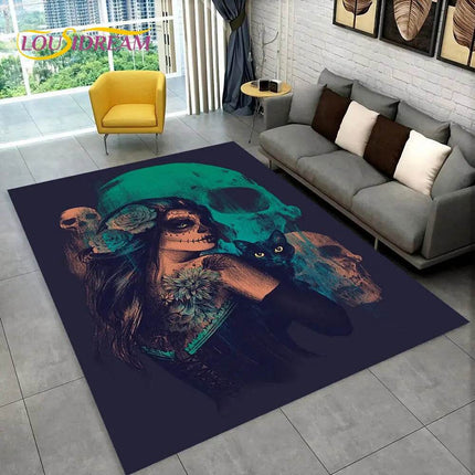 3D Gothic Horror Skull Dead Girl Area Rug - Area Rug - LOUSIDREAM - Mad Fly Essentials