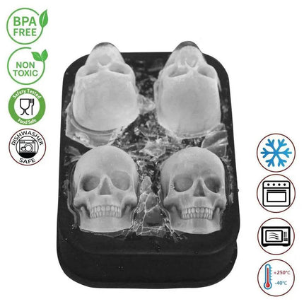 3D Skull 4 Cavity Ice Cube Tray Halloween Decor - Halloween Decor - Warm like home - Mad Fly Essentials
