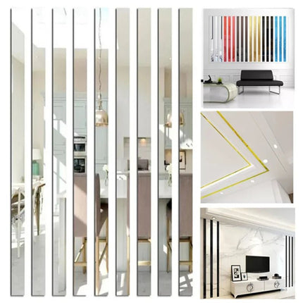 3D Wall Sticker Home 20pc Rectangular Line Mirror Decal - 3D Wall Sticker - Colorful Life - Mad Fly Essentials