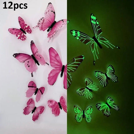 3D Wall Sticker Luminous 12pc Butterfly DIY Decals - 3D Wall Sticker - Wall Essentials - Mad Fly Essentials