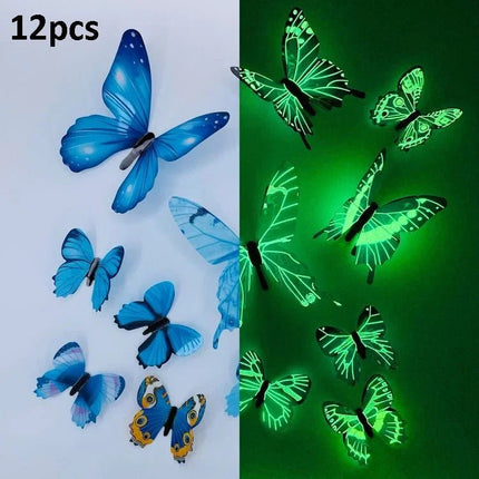 3D Wall Sticker Luminous 12pc Butterfly DIY Decals - 3D Wall Sticker - Wall Essentials - Mad Fly Essentials
