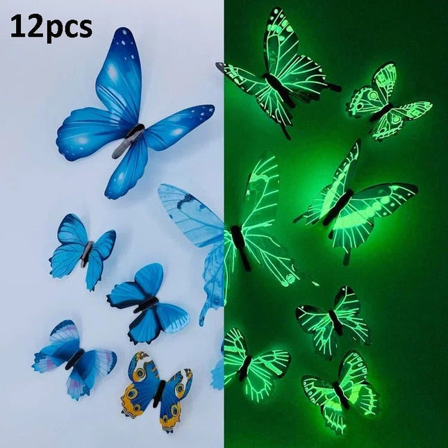 3D Wall Sticker Luminous 12pc Butterfly DIY Decals - 3D Wall Sticker - Wall Essentials - Mad Fly Essentials