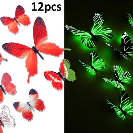 3D Wall Sticker Luminous 12pc Butterfly DIY Decals - 3D Wall Sticker - Wall Essentials - Mad Fly Essentials