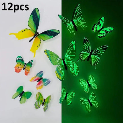 3D Wall Sticker Luminous 12pc Butterfly DIY Decals - 3D Wall Sticker - Wall Essentials - Mad Fly Essentials