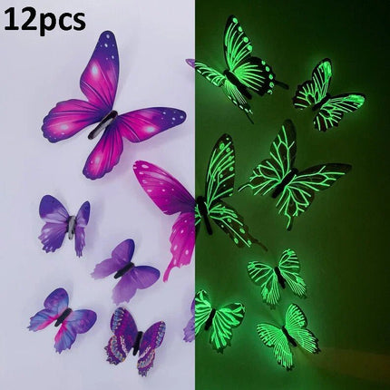 3D Wall Sticker Luminous 12pc Butterfly DIY Decals - 3D Wall Sticker - Wall Essentials - Mad Fly Essentials