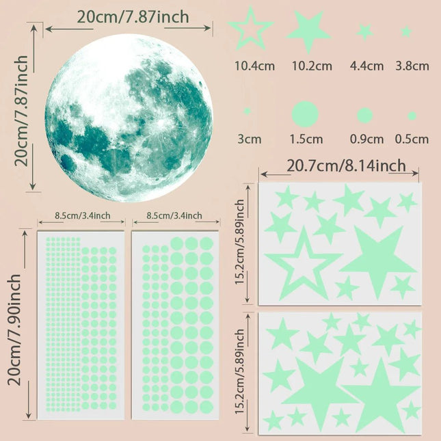 3D Wall Sticker Luminous Moon Stars Decal - 3D Wall Sticker - ZOOYOO - Mad Fly Essentials