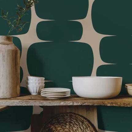 3D Wallpaper Retro Vibes Peel Stick Green Geometric Wall Mural - 3D Wallpaper - Diantu - Mad Fly Essentials