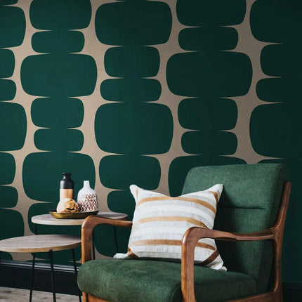 3D Wallpaper Retro Vibes Peel Stick Green Geometric Wall Mural - 3D Wallpaper - Diantu - Mad Fly Essentials