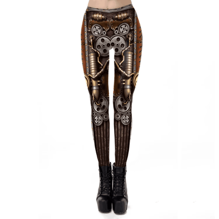 Women Steampunk Elastic 3D Fitness Leggings - Mad Fly Essentials