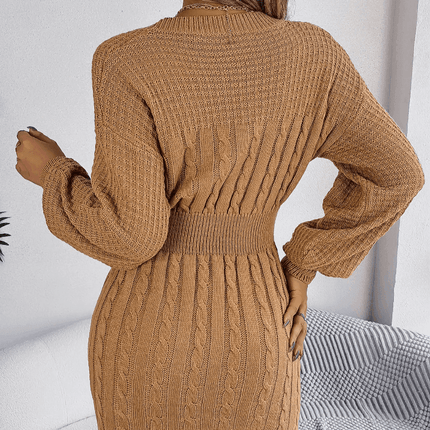 Women Solid Woolen Mini Sweater Dress - Mad Fly Essentials