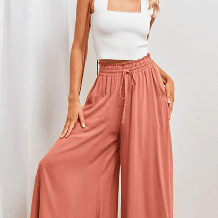 Women Floral Summer Elastic Wide Leg Pants - Mad Fly Essentials