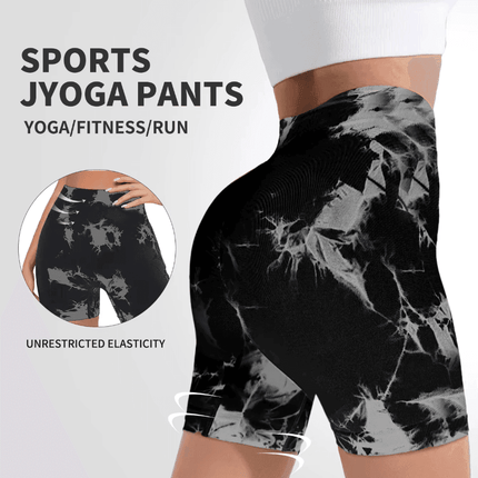 Women Pink Tie Dye Yoga Fitness Shorts - Mad Fly Essentials