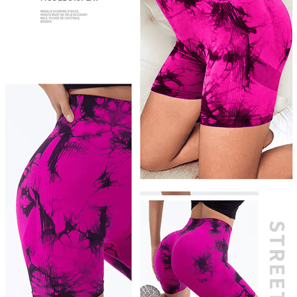Women Pink Tie Dye Yoga Fitness Shorts - Mad Fly Essentials