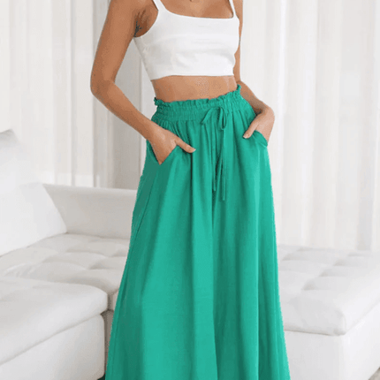 Women Floral Summer Elastic Wide Leg Pants - Mad Fly Essentials